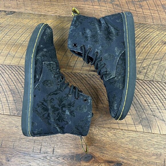 DR Marten 7 Hackney black skull flock sneaker shoe womens fabric lace up - Picture 5 of 9
